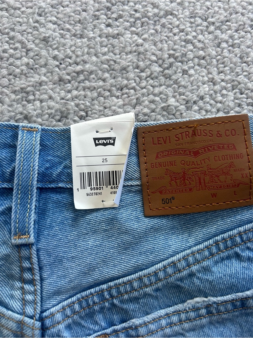 Levi's Distressed Light Blue Cutoff Denim Shorts - Picture 3 of 3